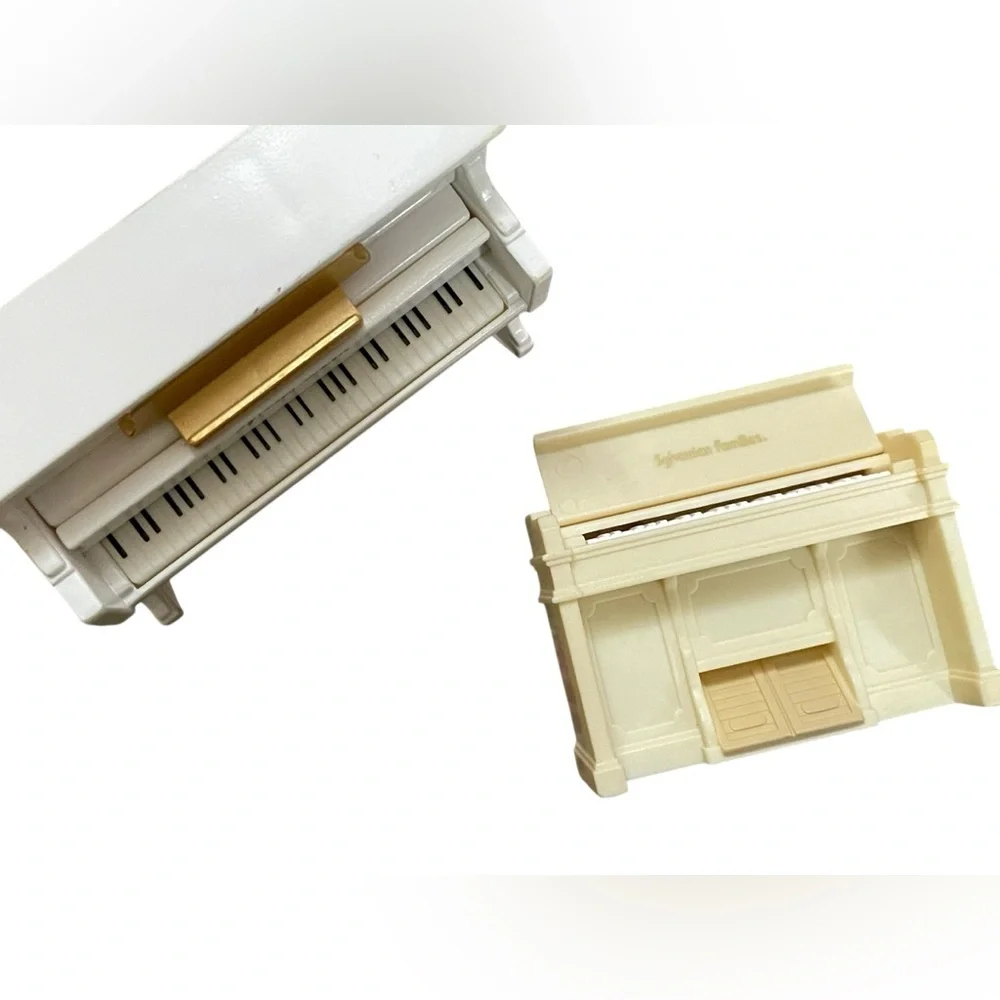 Sylvanian Families Piano Set Calico Critter White‎ Cream Dollhouse Furniture Lot